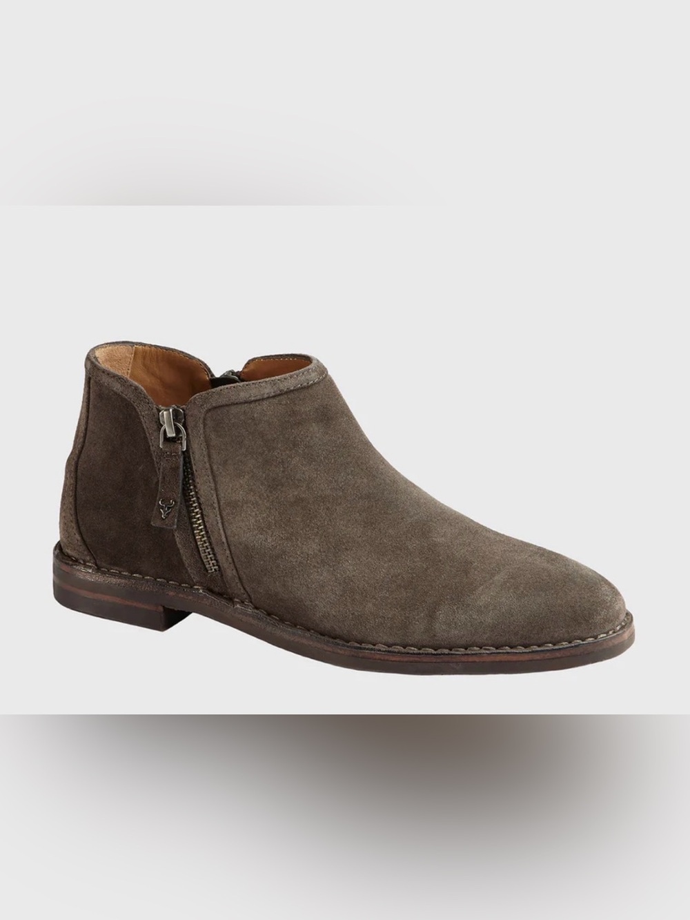 Trask Aubrey Ankle Booties Womens 6M Gray Distressed Italian Kid Suede Zip EUC